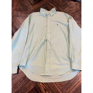 Ralph Lauren Classic Button Up Spring Green Shirt Men 17 35/36 Preppy Wedding